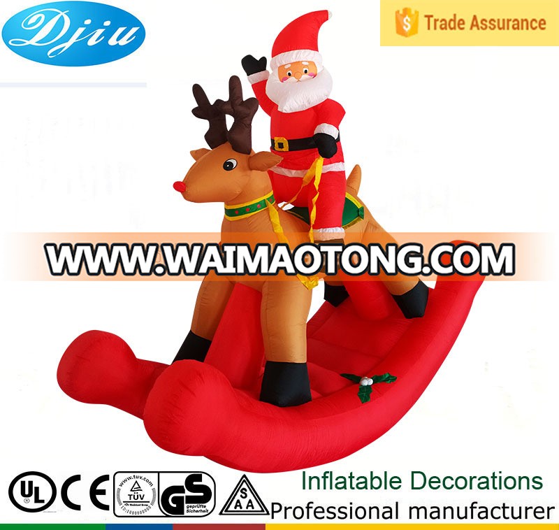 Lawn decoration inflatable santa claus playing rocking horse outdoor lighting christmas